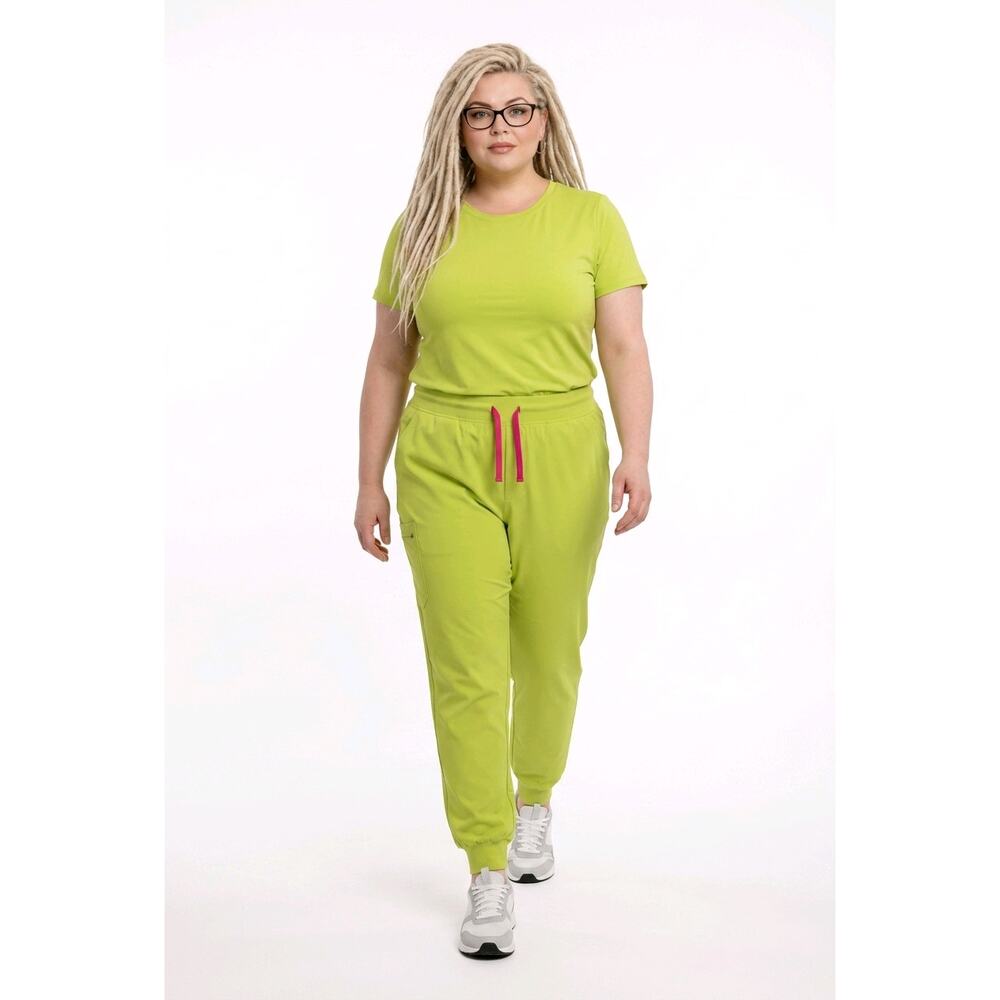 FIGS Zamora Jogger Scrub Pants 3XL Electric Lemon Pink Drawstring NEW